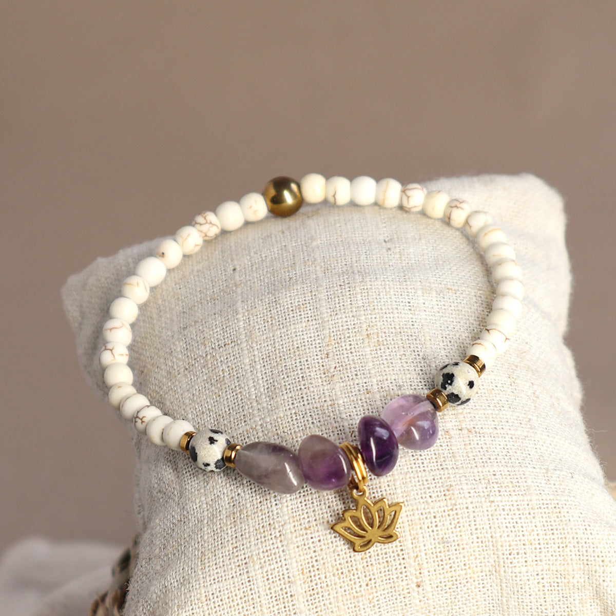 Lotus Armband mit Amethyst oder Rutilquarz