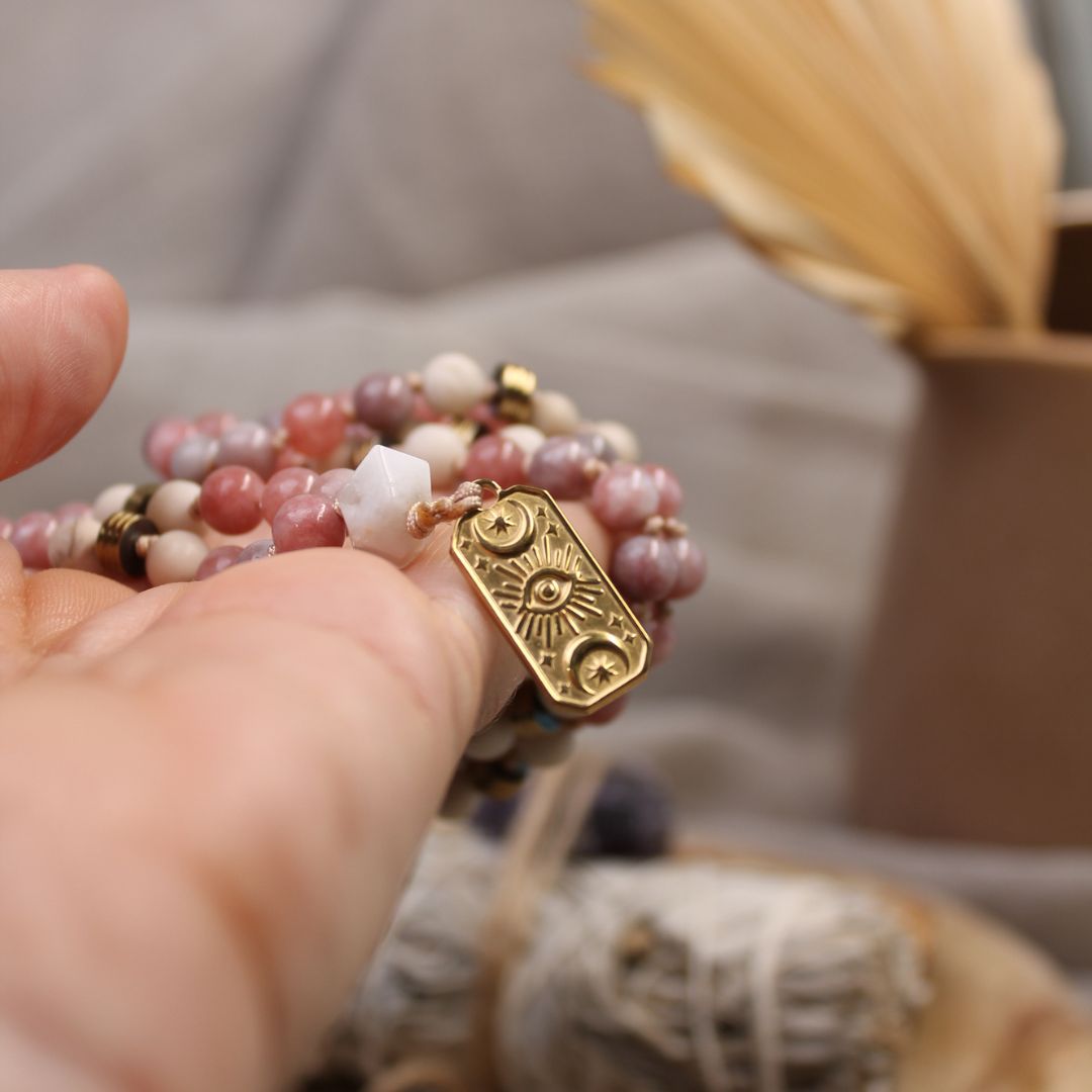 Edelstein Mala-Kette Mondstein & Sonnenstein - trueffeldesign
