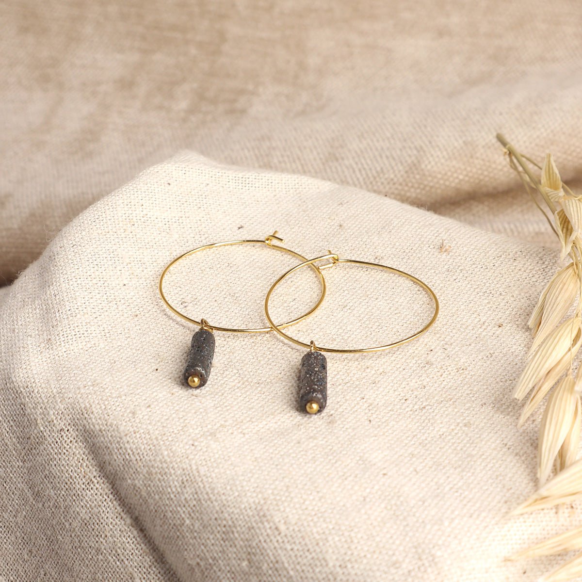 Creolen mit Hämatit - | trueffeldesign