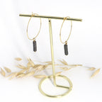 Vergoldete Creolen aus Edelstahl mit Hämatit - trueffeldesign | Handgemachter Schmuck mit Bedeutung