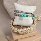 Edelstein Wickelarmband mit Holzperlen - | trueffeldesign