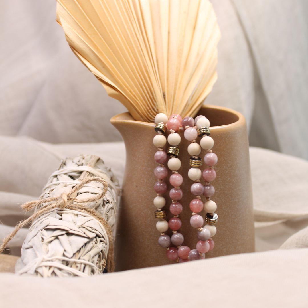 Edelstein Mala-Kette Mondstein & Sonnenstein - trueffeldesign