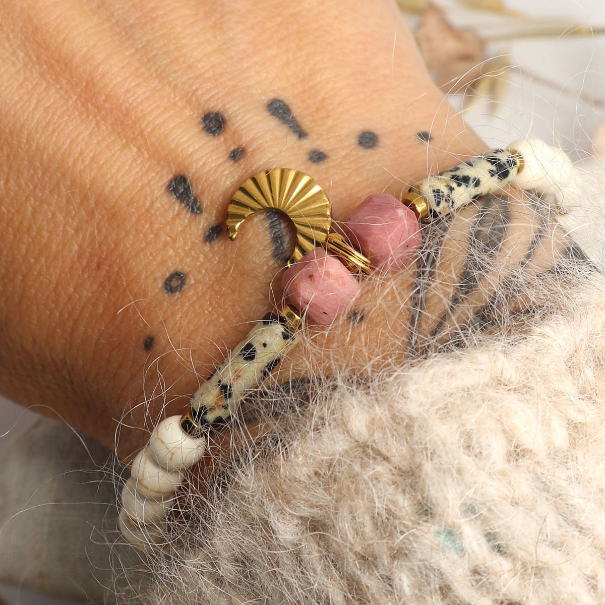 Mond Armband mit Edelsteinen & Edelstahl - Mein Shop