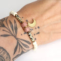 Mond Armband mit Rhondorit, Dalmatiner Jaspis und Mond-Anhänger