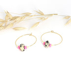 Neon Creolen mit Dalmatiner Jaspis - trueffeldesign | Handgemachter Schmuck mit Bedeutung