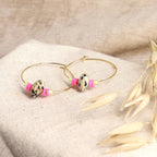 Neon Creolen mit Dalmatiner Jaspis - | trueffeldesign