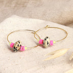 Neon Creolen mit Dalmatiner Jaspis - | trueffeldesign