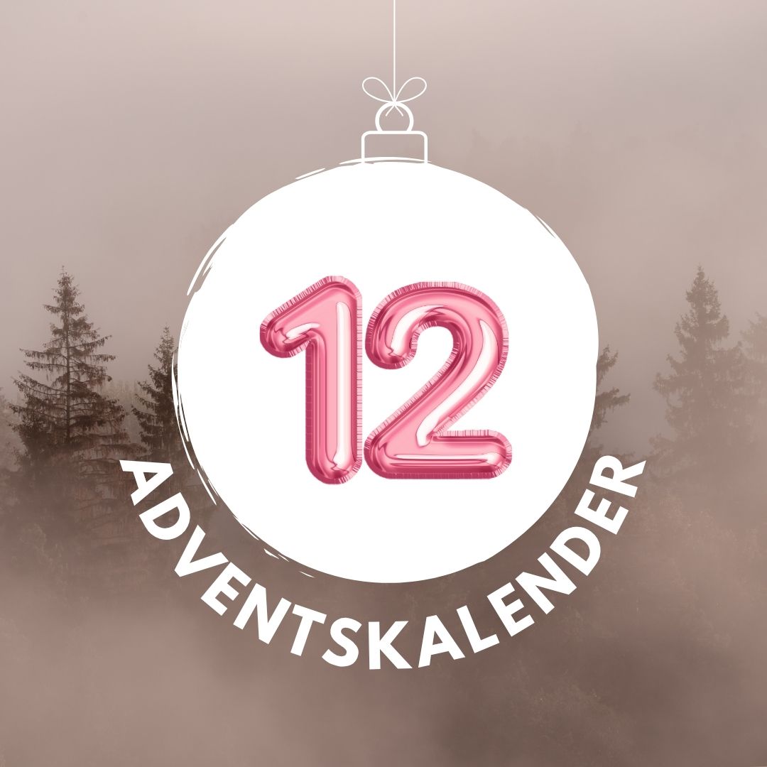 Pinker Luftballon in Form der Zahl 12 für den digitalen Adventskalender