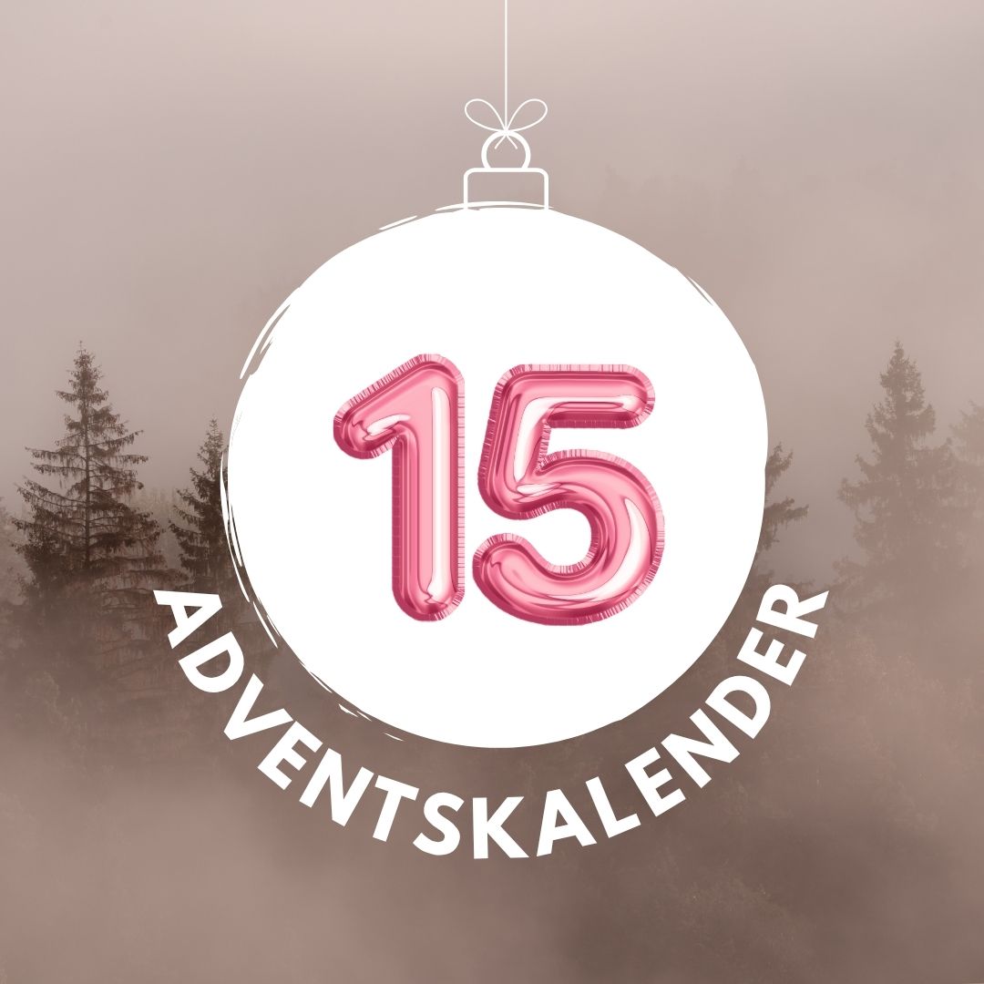 Pinker Luftballon in Form der Zahl 15 für den digitalen Adventskalender