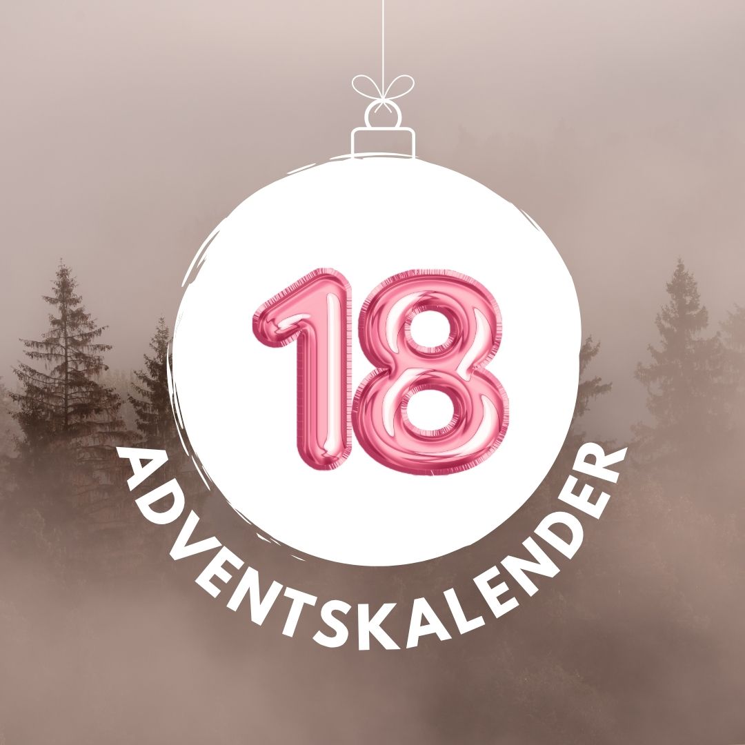 Pinker Luftballon in Form der Zahl 18 für den digitalen Adventskalender