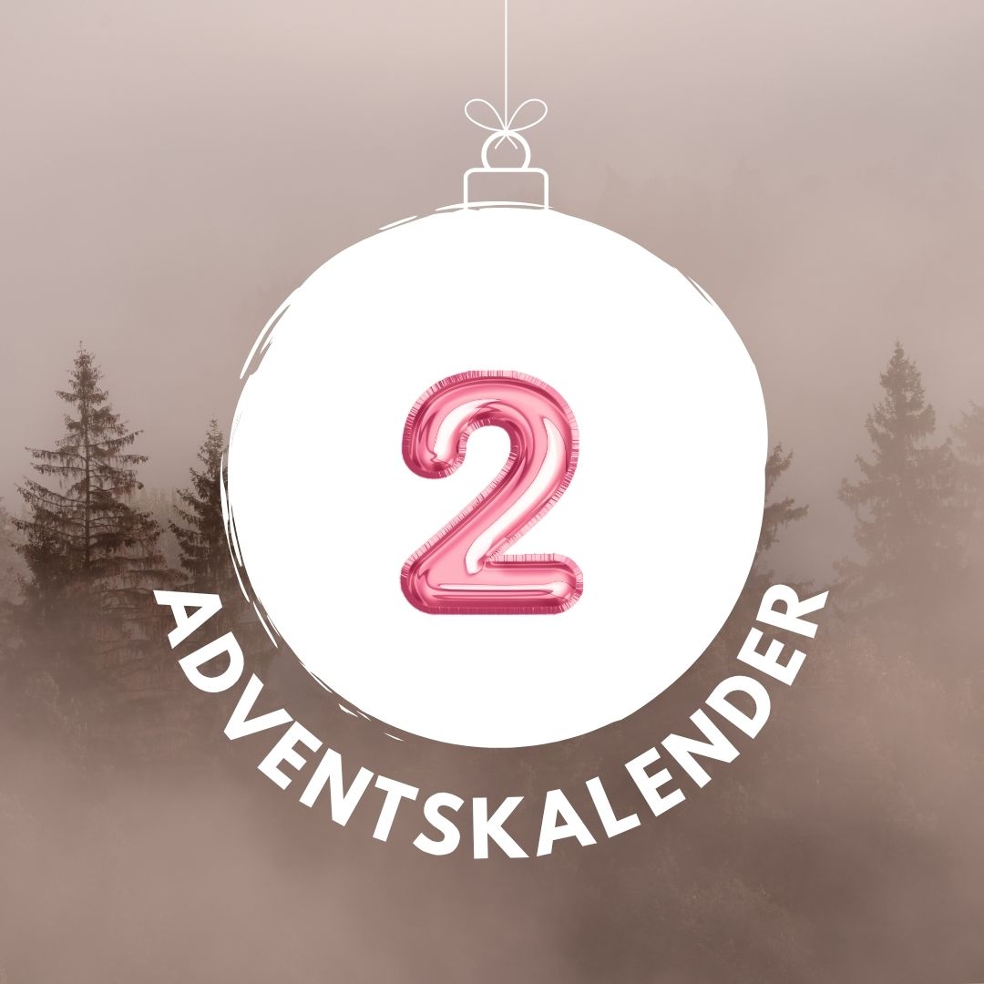Pinker Luftballon in Form der Zahl 2 für den digitalen Adventskalender