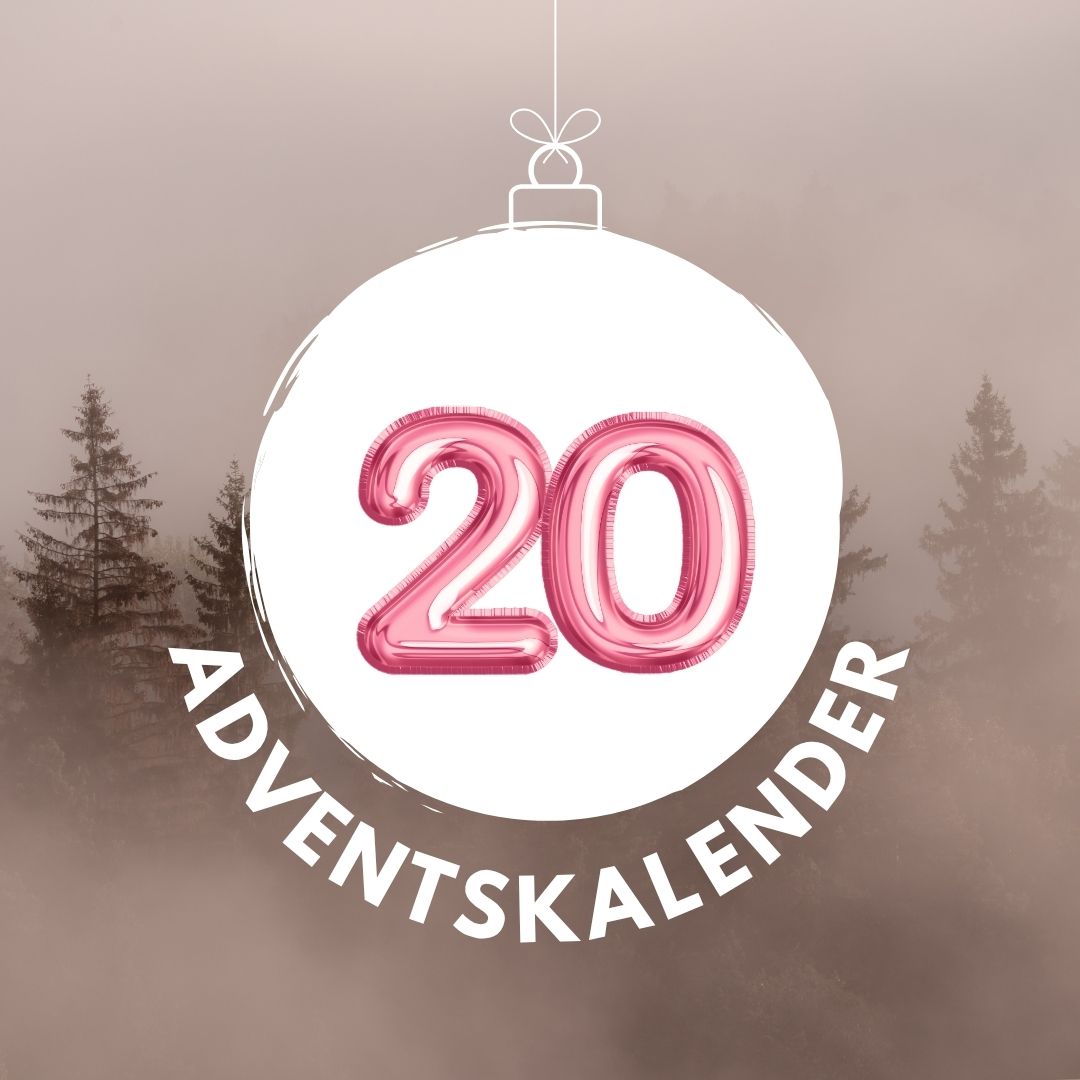 Pinker Luftballon in Form der Zahl 20 für den digitalen Adventskalender