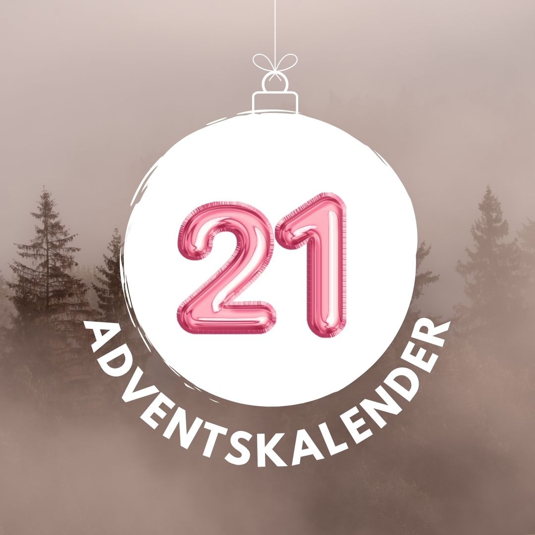 Pinker Luftballon in Form der Zahl 21 für den digitalen Adventskalender