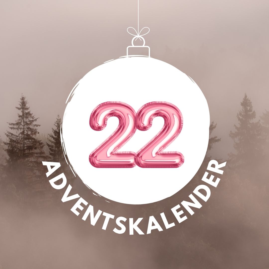 Pinker Luftballon in Form der Zahl 22 für den digitalen Adventskalender