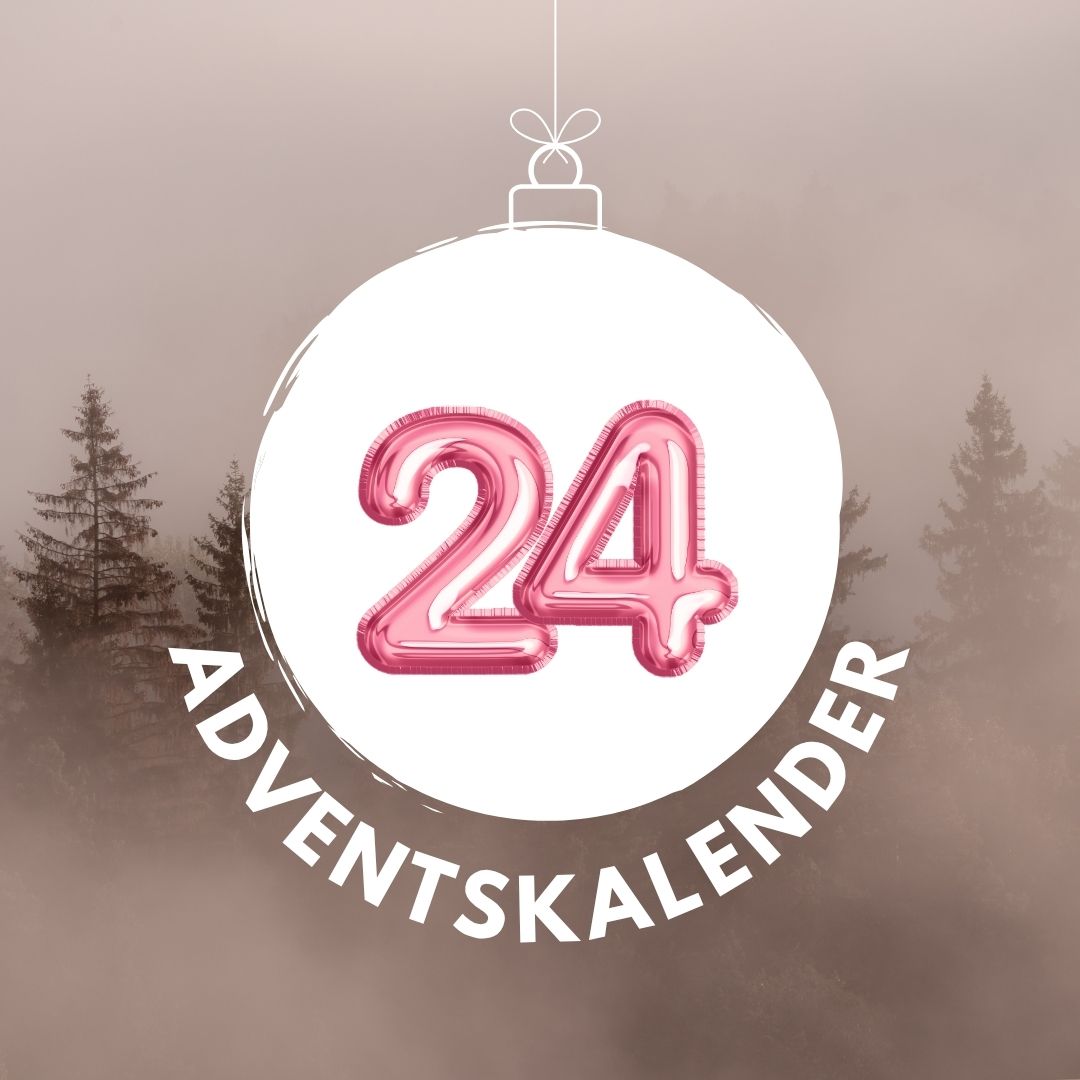 Pinker Luftballon in Form der Zahl 24 für den digitalen Adventskalender