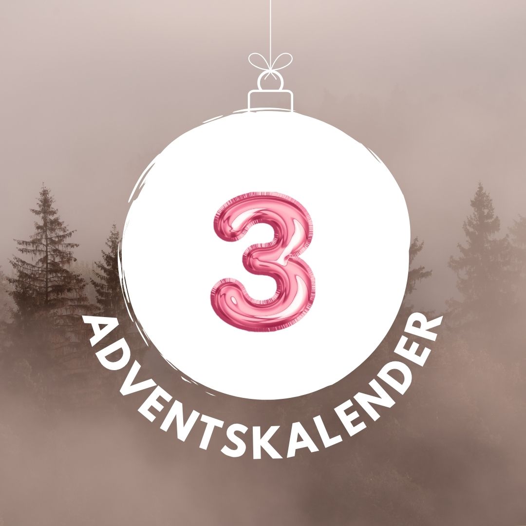 Pinker Luftballon in Form der Zahl 3 für den digitalen Adventskalender
