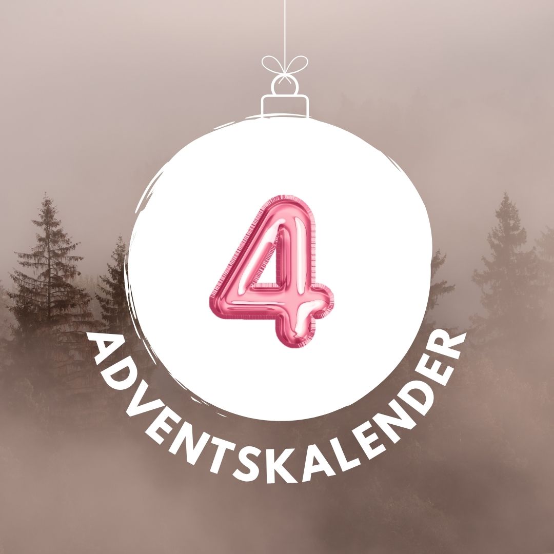 Pinker Luftballon in Form der Zahl 4 für den digitalen Adventskalender