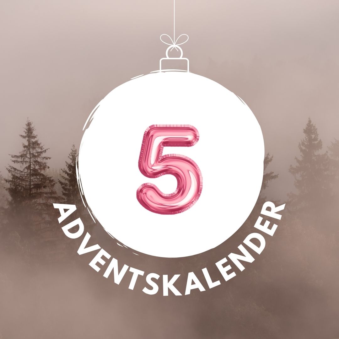 Pinker Luftballon in Form der Zahl 5 für den digitalen Adventskalender