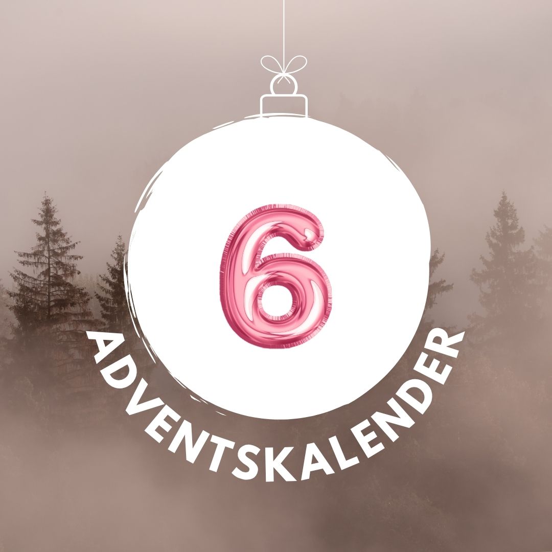 Pinker Luftballon in Form der Zahl 6 für den digitalen Adventskalender