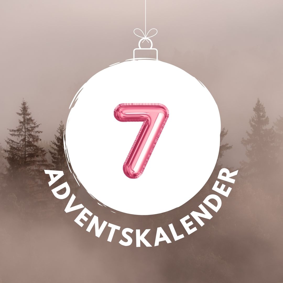 Pinker Luftballon in Form der Zahl 7 für den digitalen Adventskalender