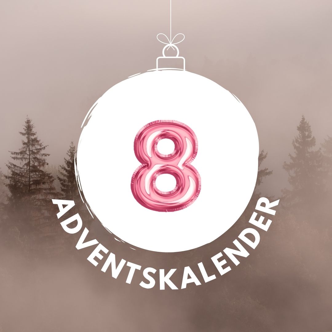 Pinker Luftballon in Form der Zahl 8 für den digitalen Adventskalender