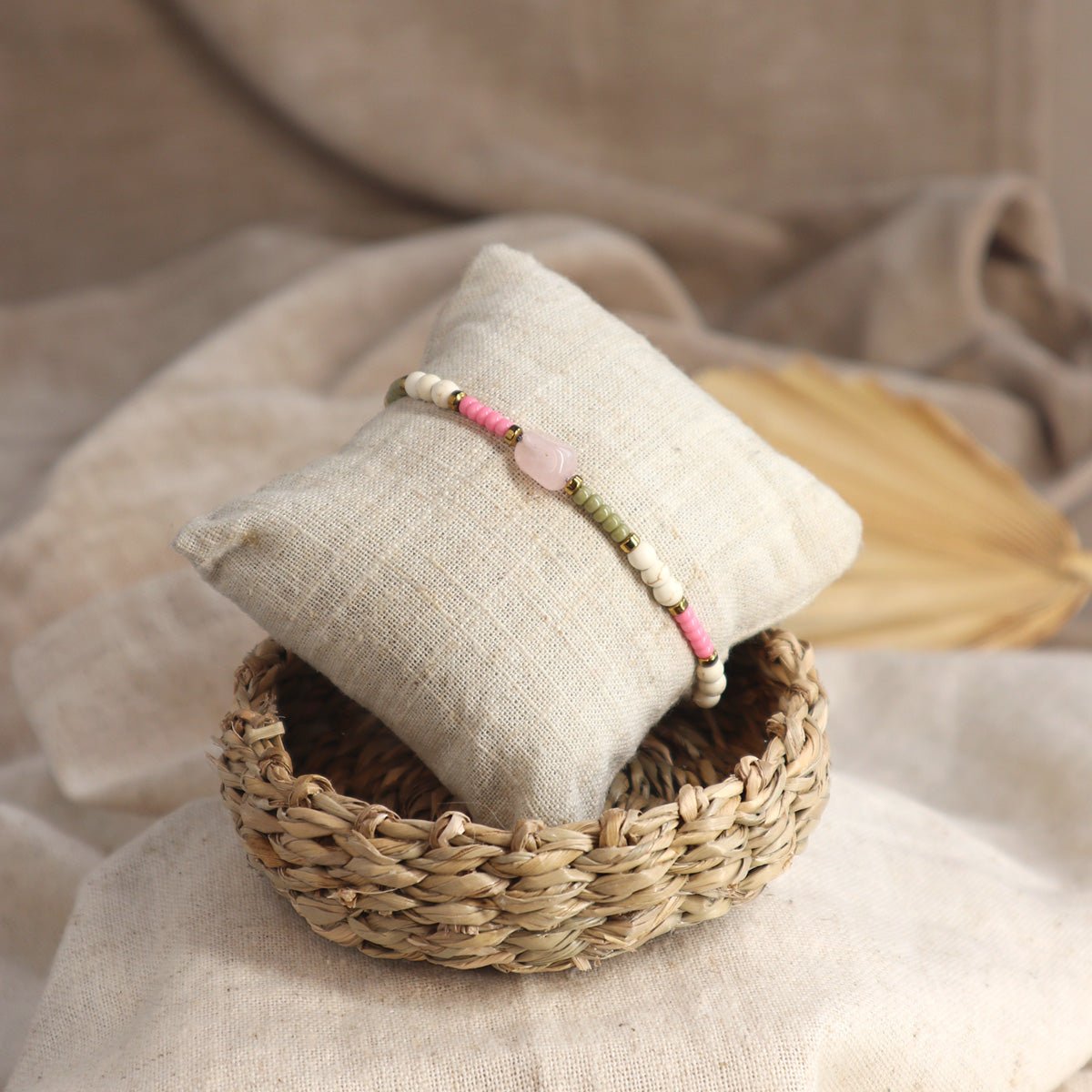 Rosenquarz Armband Matcha Strawberry - | trueffeldesign