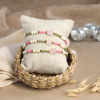 Rosenquarz Armband in sanften Rosa- und Grüntönen Matcha Strawberry von Trueffeldesign