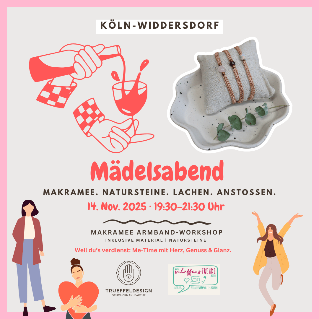 Schmuck Workshop Köln Tease.  Kreative Frauen gestalten eigene Armbänder mit Natursteinen