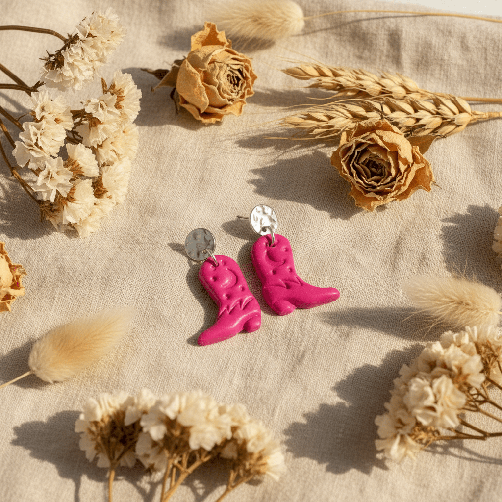 Western Schmuck zwischen getrockneten Blumen dekorativ arrangiert