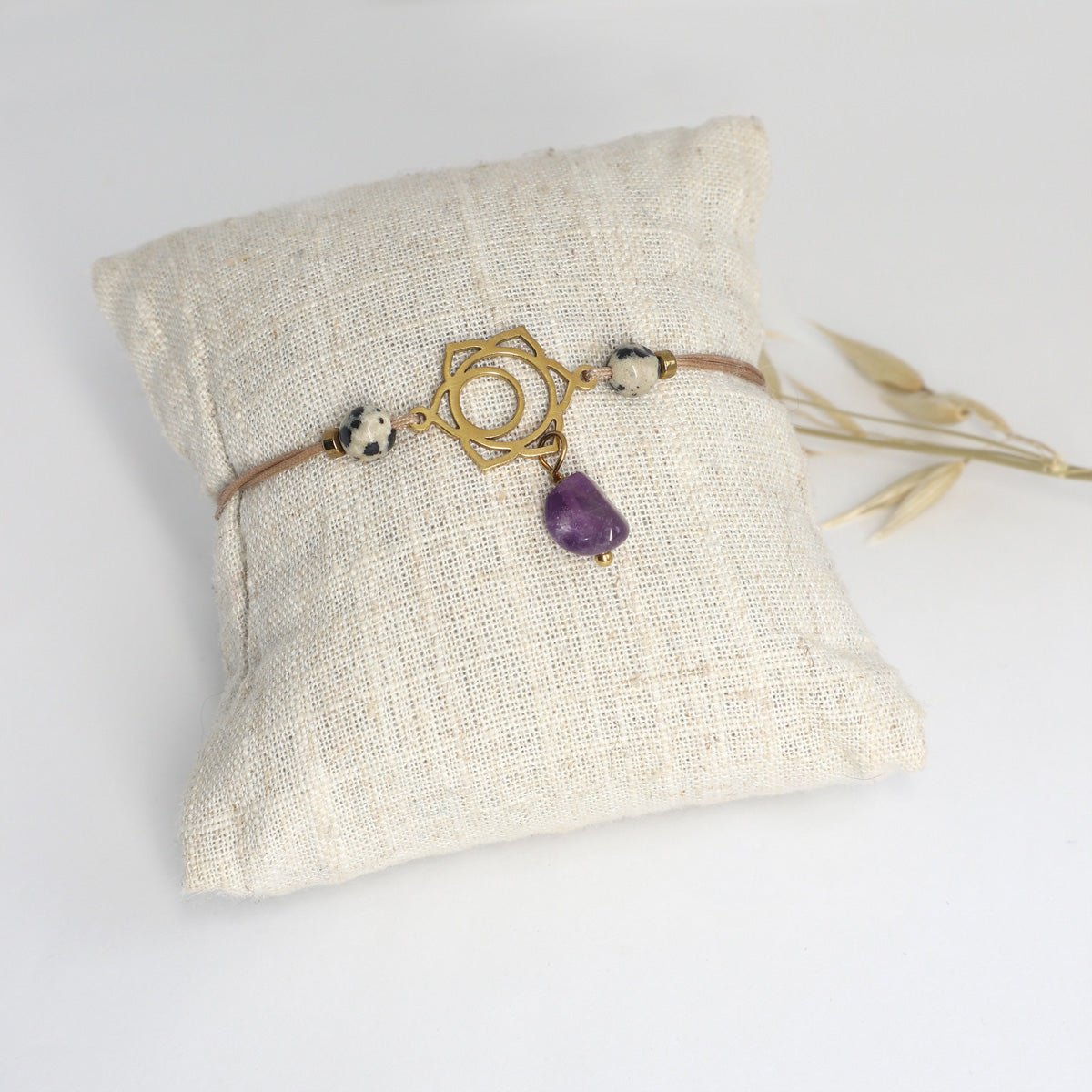 Yoga Armband mit Amethyst & Jaspis - trueffeldesign | Handgemachter Schmuck mit Bedeutung
