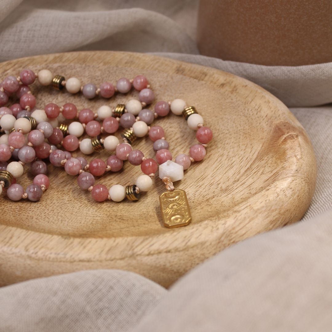 Edelstein Mala-Kette Mondstein & Sonnenstein - trueffeldesign